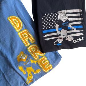 Vintage DARE T-Shirt Bundle Men’s L – Blue & Black Mascot Graphic Tees Y2K
